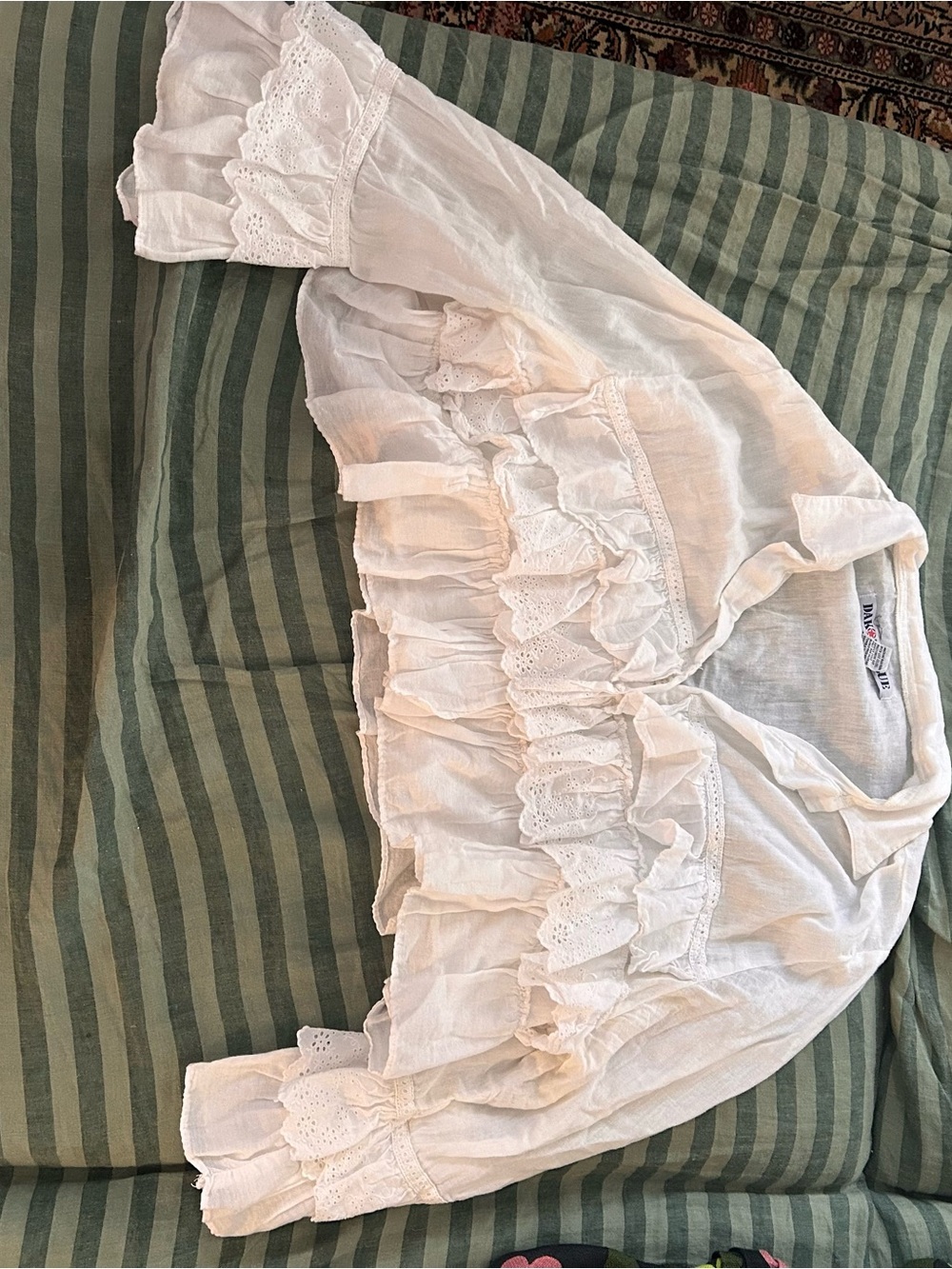 White Ruffled Peasant Blouse mamma mia